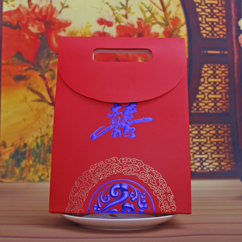 包邮经典刺绣中国红结婚喜糖袋小孩满月回礼袋创意礼物包装袋批发