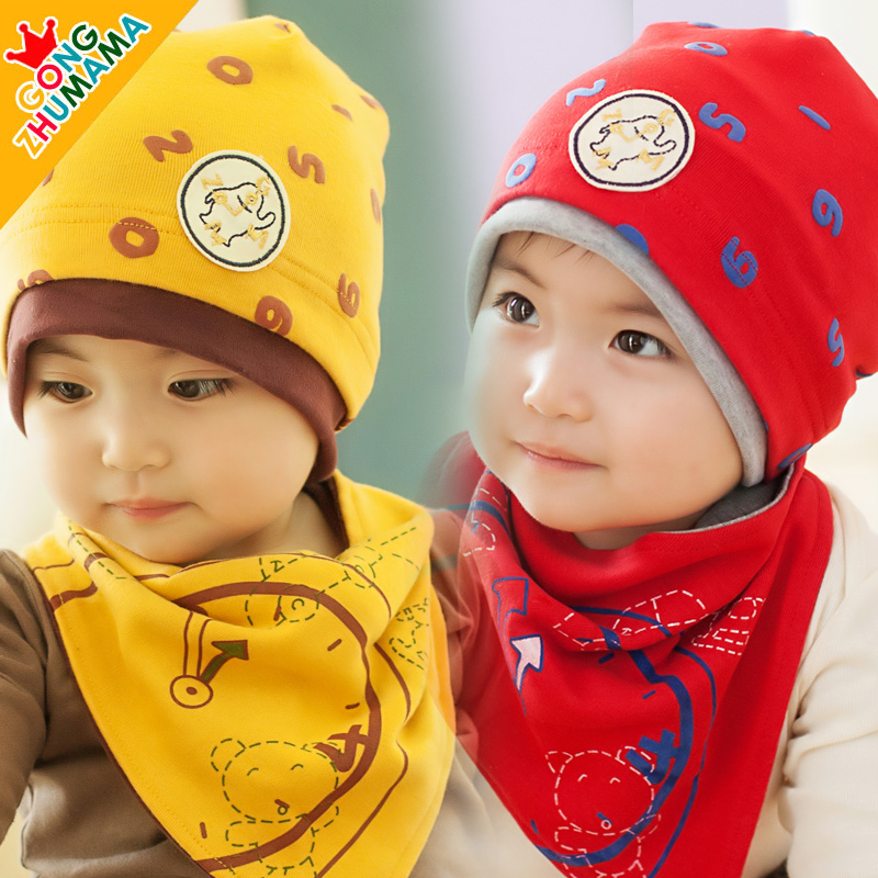 潮韩版儿童纯棉套头帽子 男女儿童幼儿宝宝春秋冬款套装帽子 包邮