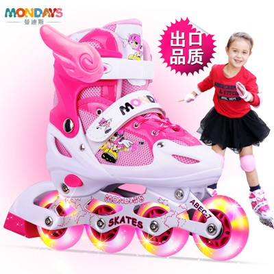 滑冰鞋套装大童 环保可调单闪滑冰鞋 男儿童溜冰鞋女4轮玩具