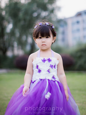 shero定制 重磅推荐~超美超仙的紫色花朵裙女童礼服裙 公主纱裙