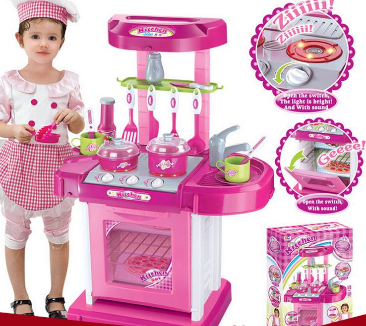 手提箱儿童仿真厨房厨餐具 过家家益智玩具