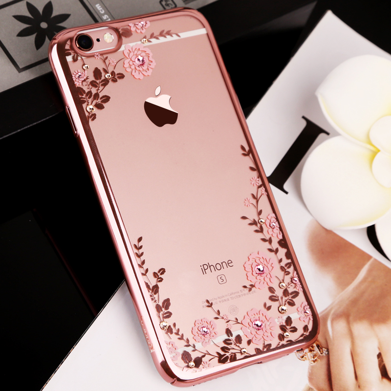 iPhone6S手机壳水钻奢华 苹果6plus保护套全包硬壳薄镶钻女潮时尚