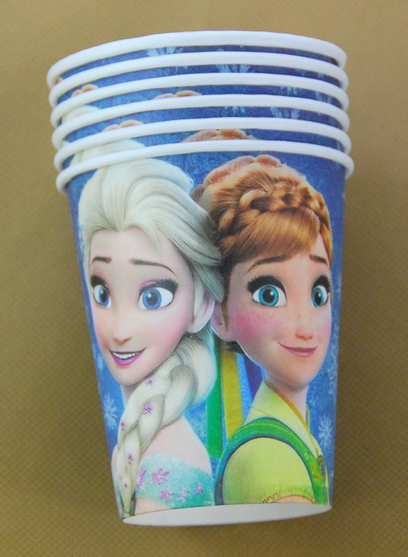 生日派对用品迪士尼公主冰雪奇缘FROZEN一次性纸杯冷热饮杯6人装