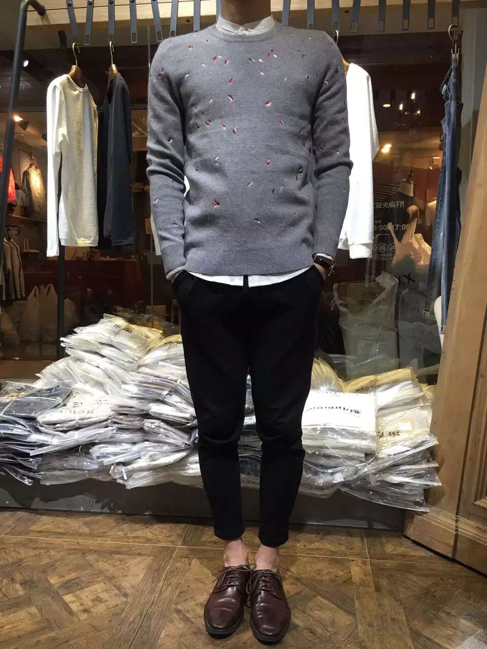 男毛衣2016款长袖新款 韩版修身男装针织衫长袖个性刺绣毛衣套头