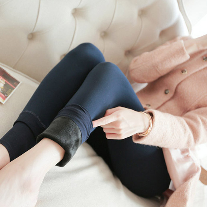 韩版加绒加厚打底裤女冬季外穿紧身小脚保暖一体裤高腰铅笔打的裤