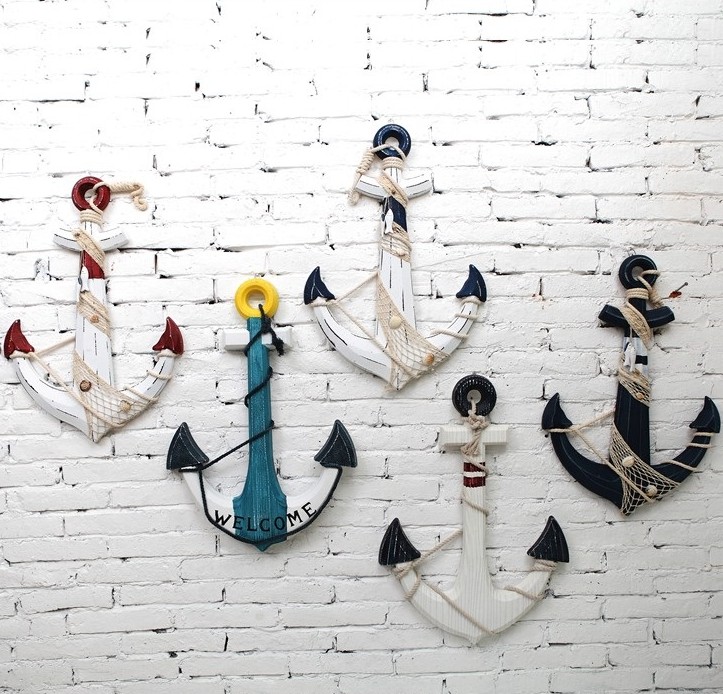 包邮地中海木质 船锚海锚壁挂壁饰创意摆件 餐厅酒吧家居装饰品