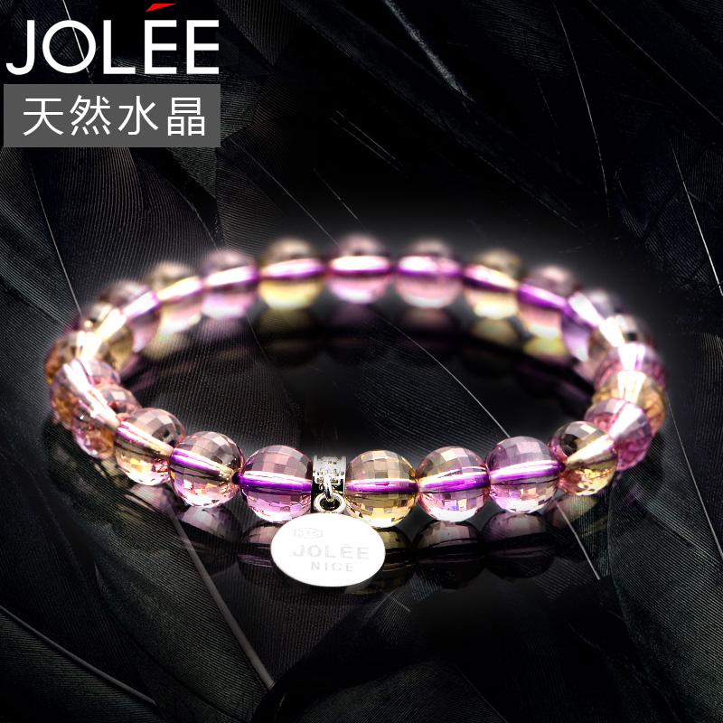 Jolee手链天然紫黄水晶彩色宝石手链手串时尚送女友情人节礼物