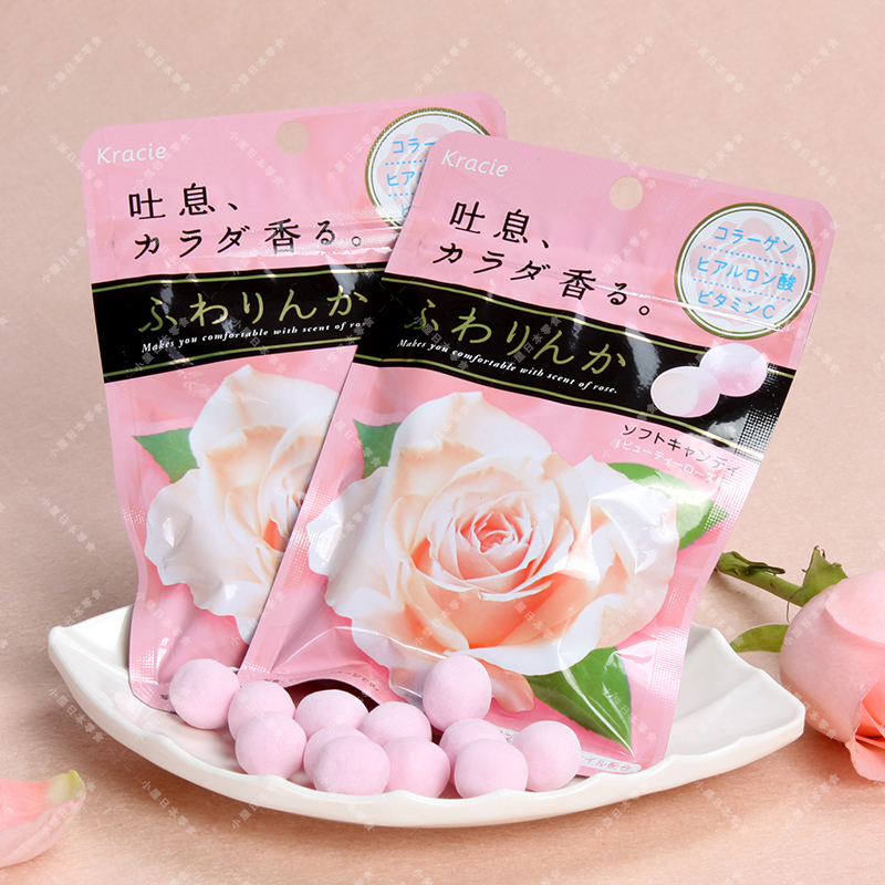 日本原装进口 kracie嘉娜宝神奇玫瑰花香体糖口香糖 约会神器