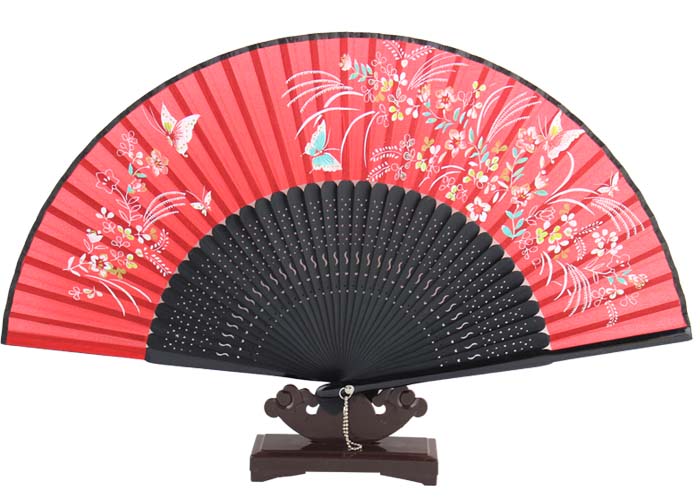 真丝蝴蝶女式折扇古风礼品日用扇子 复古中国风工艺古典小绢扇