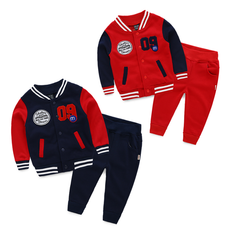 男童运动秋款外套儿童韩版贴布卡通套装童装2015新款两件套衣服