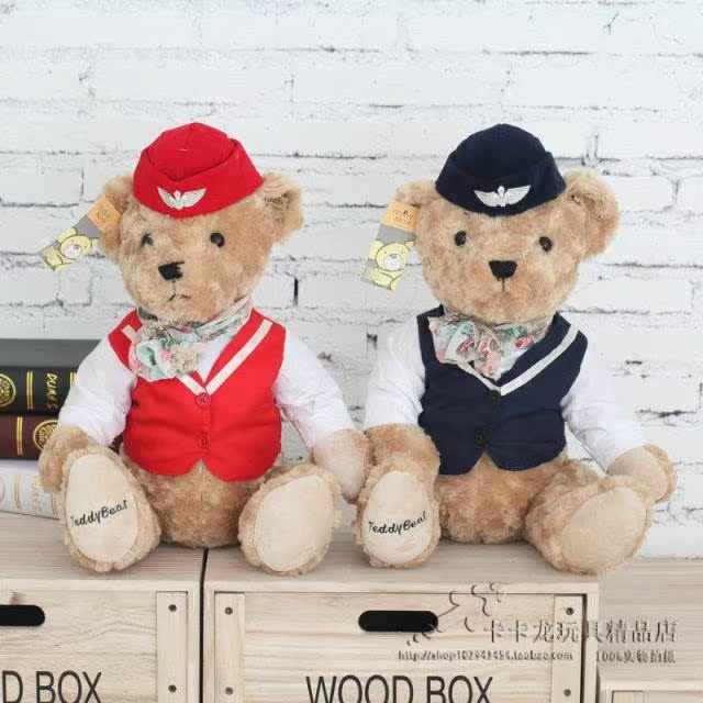 毛绒玩具熊正版新款空姐穿衣泰迪熊公仔玩偶布娃娃可爱生日礼物女