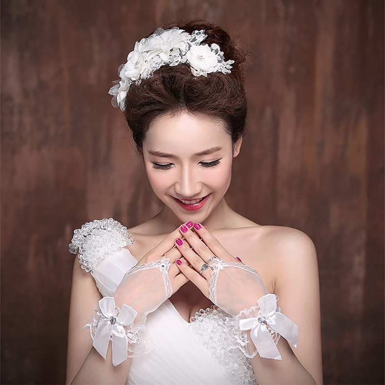 批发新款韩式手工蕾丝花朵珍珠头饰 新娘发饰 结婚额饰 婚纱头花