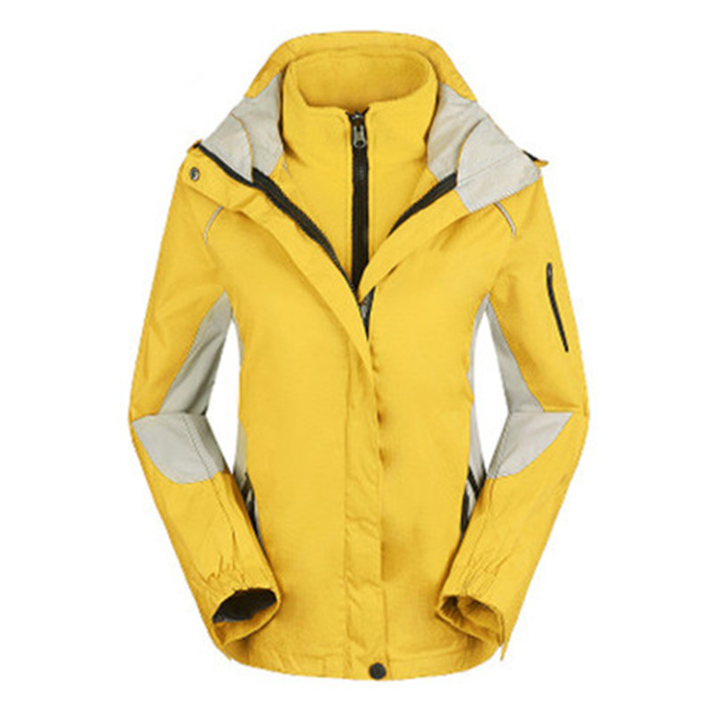 加绒加厚女款户外外套冲锋衣三合一防风防雨两件套保暖登山滑雪服