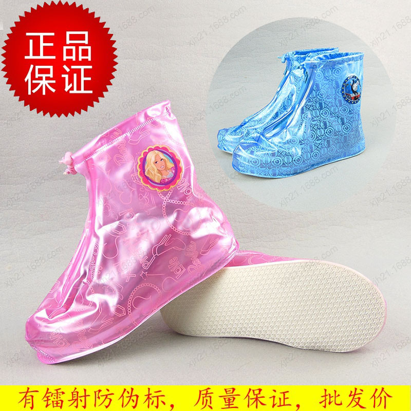 正品芭比公主防雨鞋套防滑加厚防水便携式雨鞋儿童鞋套雨靴下雨天