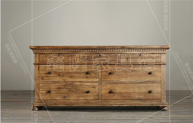 美式乡村实木斗柜 东南亚复古做旧现代中式实木斗柜 实木家具