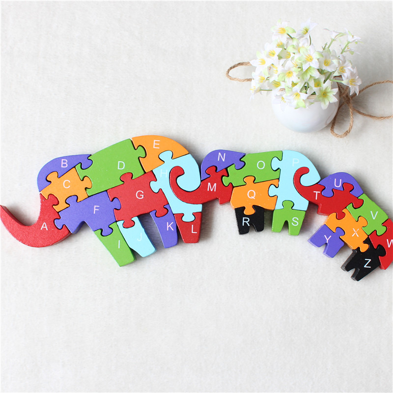 早教用品 字母数字认知木制 积木 母子像拼图 儿童玩具 智力礼物