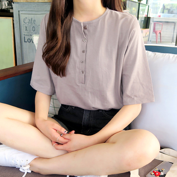 2016宽松短袖T恤女 纯色简约休闲女士打底衫 韩版夏季女装体恤