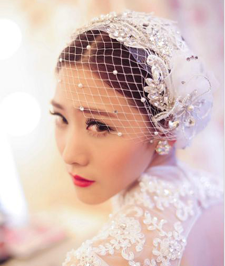 优雅韩式新娘头饰 手工流苏蕾丝结婚发饰 婚纱头花