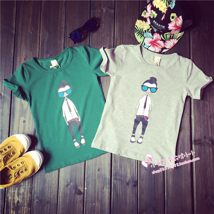 儿童T恤2015韩版新款童装男女童圆领纯棉短袖T恤宝宝夏装人像潮品