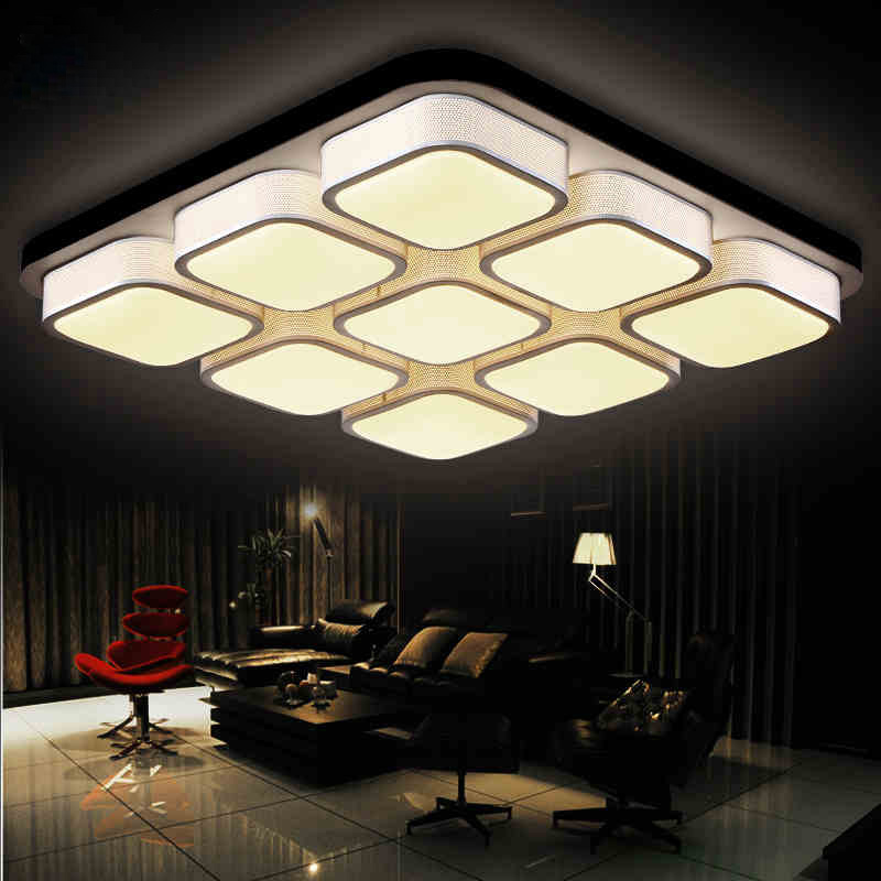 现代简约客厅灯长方形 卧室灯具大气餐厅灯书房LED吸顶灯大气铁艺
