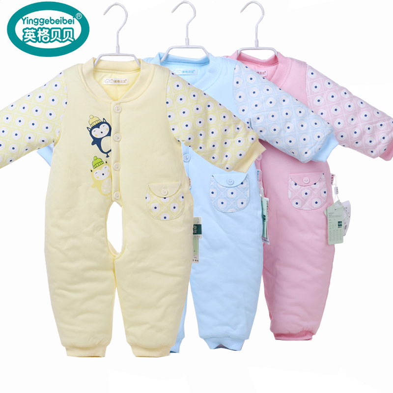 英格贝贝品牌童装婴儿衣服婴幼儿连体衣冬装加厚纯棉宝宝哈衣连身