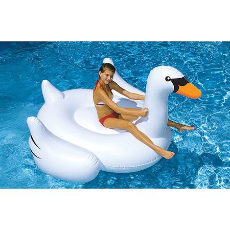 充气大白鹅成人坐骑 白天鹅水上泳圈游泳座圈戏水玩具 美国正品