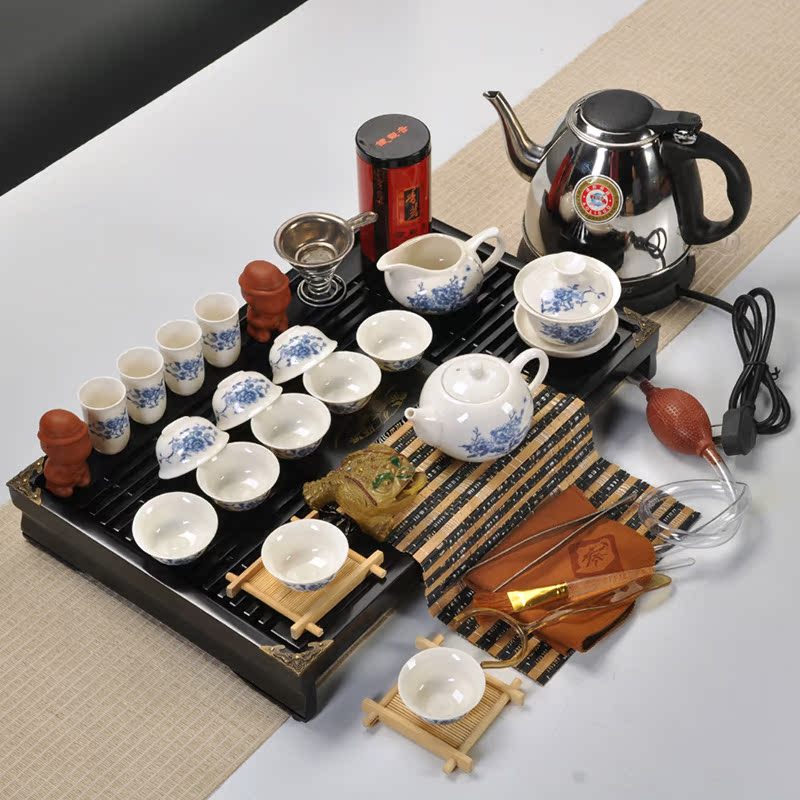 功夫茶具配件整套茶具套装茶盘实木家用小号陶瓷零配排水烧水壶