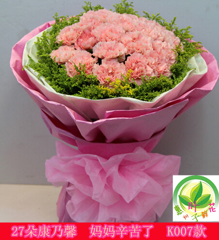 27朵粉色康乃馨红玫瑰百合惠州生日鲜花送长辈母亲节鲜花博罗淡水