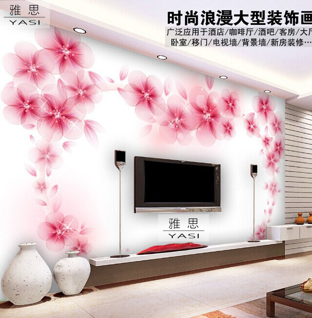3d立体大型壁画客厅电视背景墙墙壁纸无纺布简约心形花卉无缝墙布