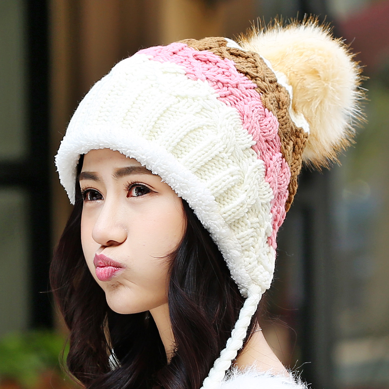 冬天帽子女 韩国学生保暖针织帽 秋冬季韩版加绒加厚护耳毛线帽潮