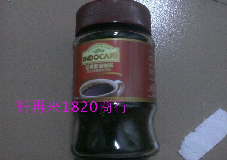 包邮香港进口印尼Indocafe迎乐即溶咖啡200g纯黑咖啡无糖香醇提神