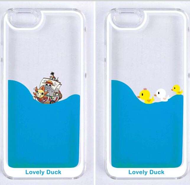iphone6手机壳苹果6Plus5s保护套流动液体会游动的小黄鸭子海贼王
