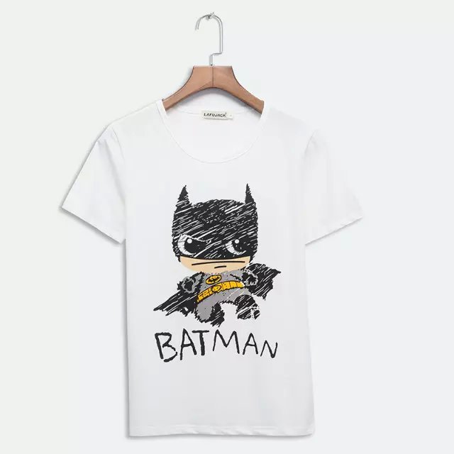 2015夏季日系休闲潮牌男装 蝙蝠超人卡通动画图案印花圆领短袖T恤