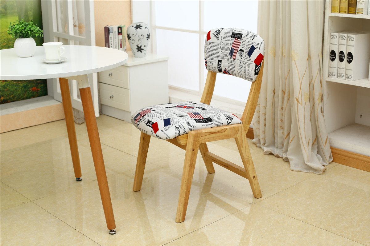 实木椅子现代简约休闲餐椅曲木纯色日式布艺宜家用书桌儿童靠背椅