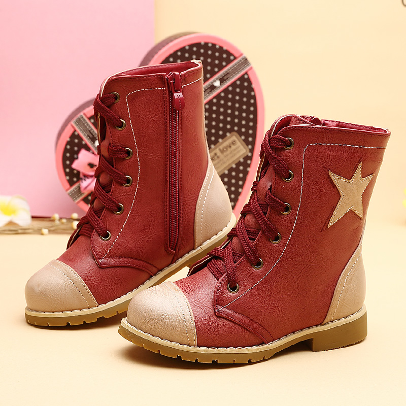 U88童鞋女童靴子马丁靴2015秋冬季新款韩版儿童皮靴中筒靴潮