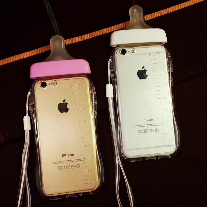 奶瓶奶嘴iphone6手机壳苹果6plus保护套4.7可爱硅胶5s卡通带挂绳