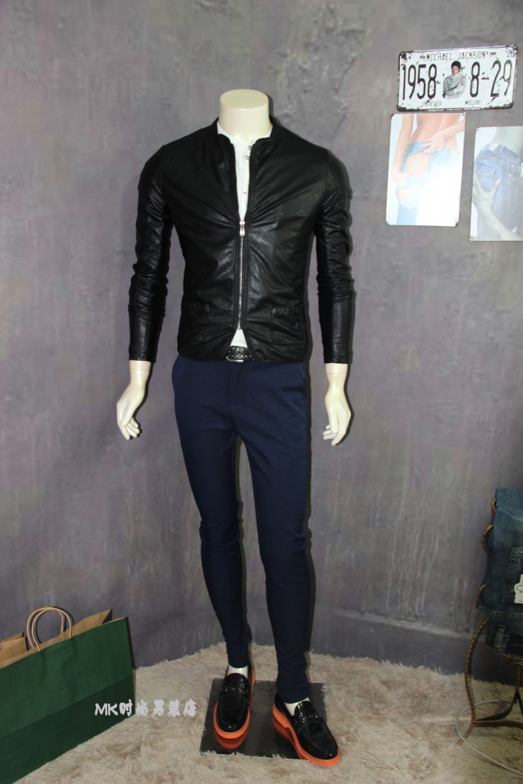 韩国代购男装皮衣2015秋装新款韩版男士立领PU皮夹克修身潮外套
