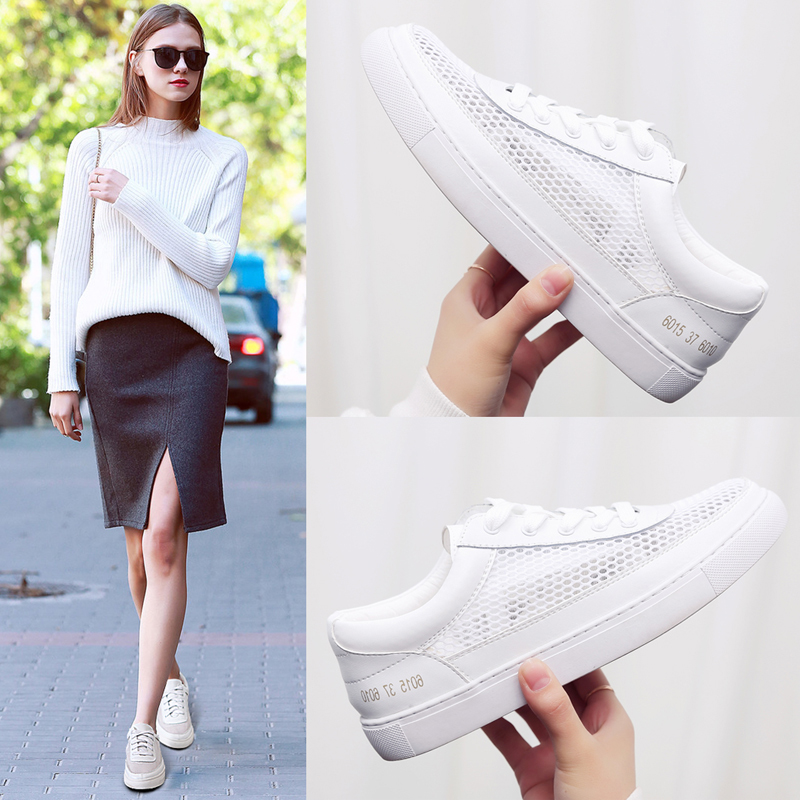 2016春新款小白鞋单鞋白色休闲运动鞋女系带韩版圆头平底板鞋女鞋