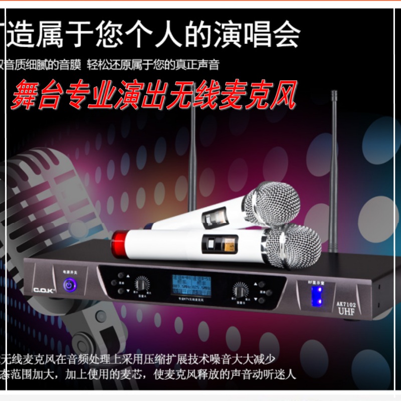 自动对频u段一拖二演唱会无线话筒d61歌手K歌舞台专业动圈麦克风