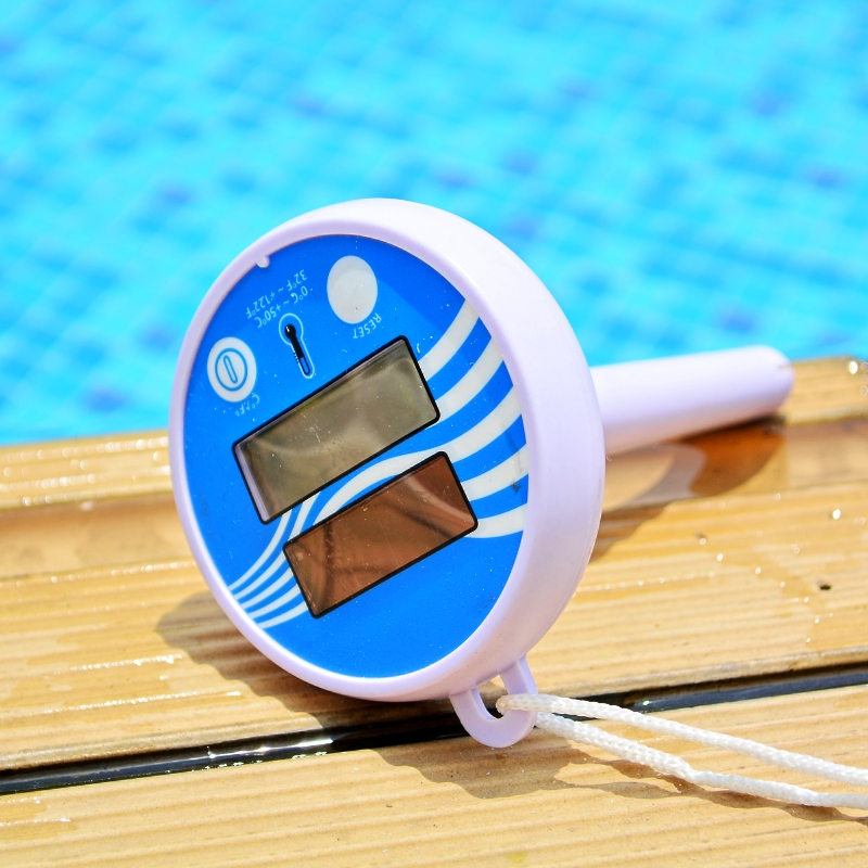 游泳池清洁保养设备工具 浮水温度计 太阳能 液晶显示泳池温度计