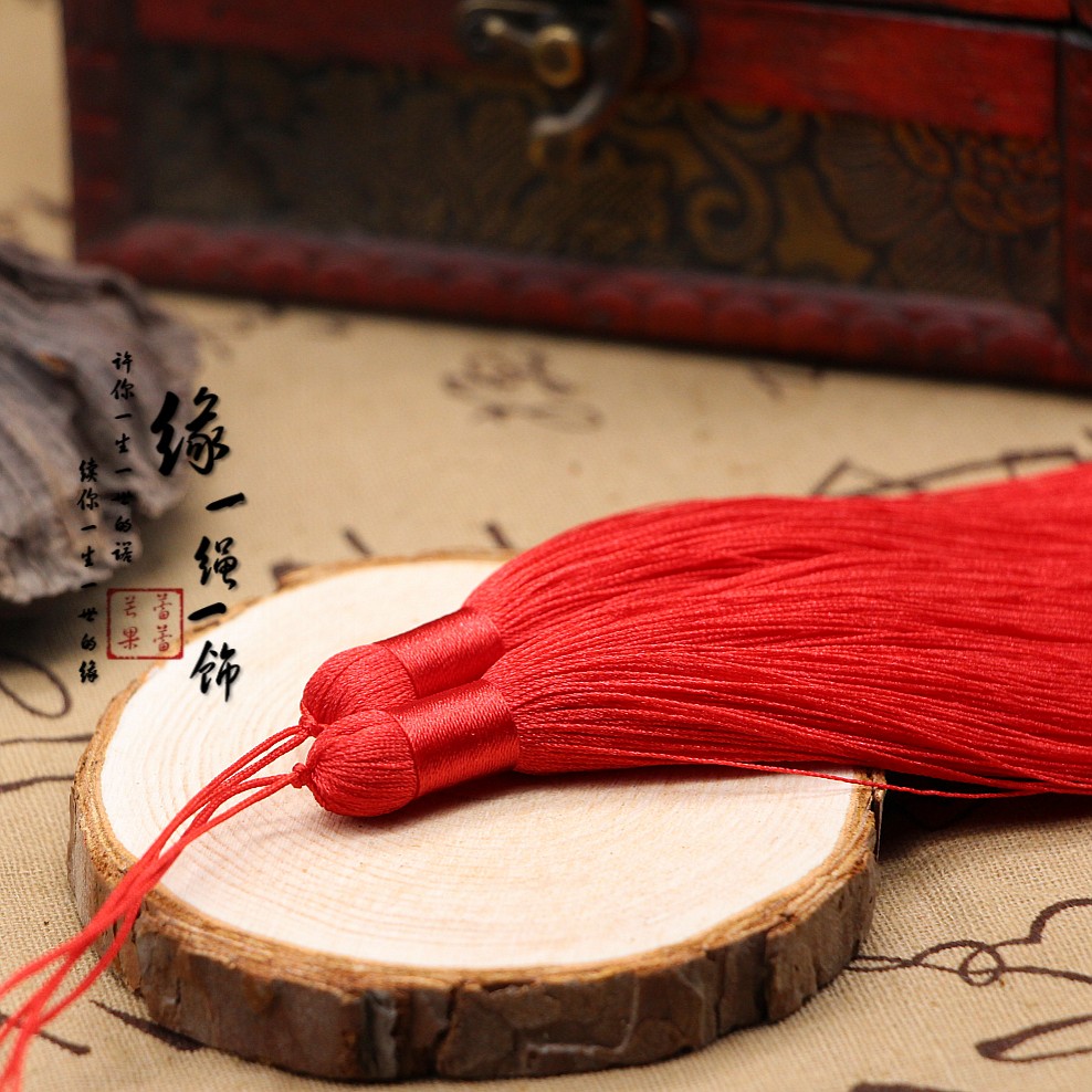 蕾蕾芒果纯手工高档流苏穗18厘米长台湾进口流苏线手串配件中国红