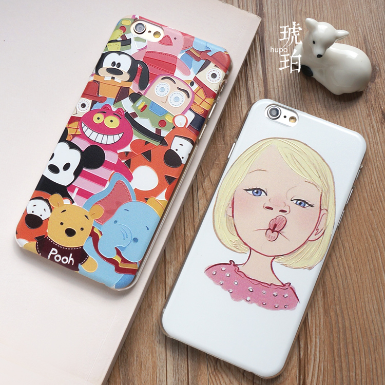 迪士尼撅嘴女孩 iPhone6/Plus/5S超薄浮雕手机壳苹果六个性卡通套