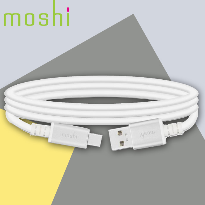 摩仕Moshi USB-C to USB 传输线1米高速电缆传输线白色金属头