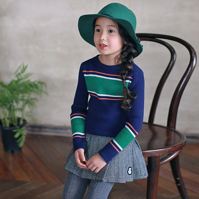 TS2223韩版童装秋款大童毛衣韩国修身童毛衣女童打底衫