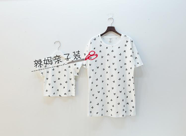 2015韩国版品牌童装夏款童装儿童短袖小狗印花女装t恤