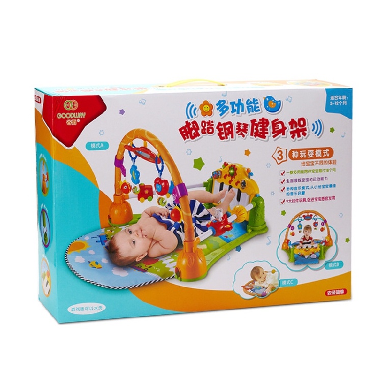 谷雨婴儿宝宝玩具健身架多功能脚踏钢琴健身架游戏垫布垫