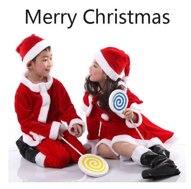 儿童圣诞节服装装圣诞披肩儿童女男童圣诞老人装扮冬演出表演服