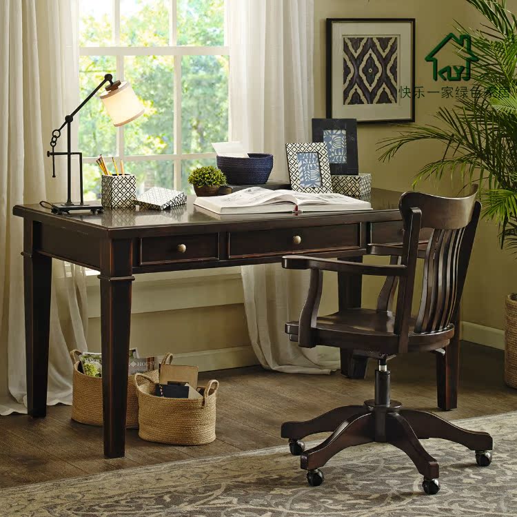 特价实木书桌简约美式书房家具组合小户型写字台现货