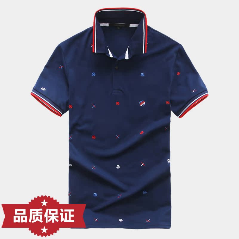 包邮卡宾男装2015新款刺绣绣花短袖T恤韩版个性修身POLO衫针织衫