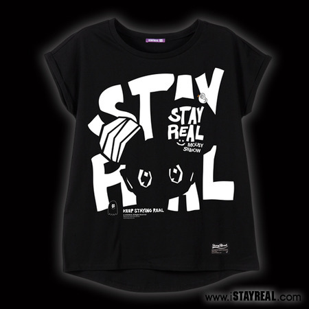 STAYREAL黑色幽默-紫標版型/黑色 女T恤短袖 潮T 台湾正品代购